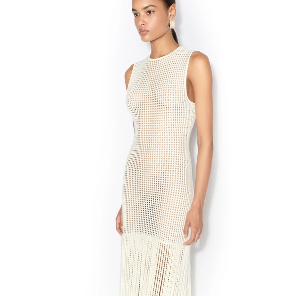 Alaïa Fringed Beaded Knit Dress - ALAÏA Dresses - Laser Cut Luxury - Shop at Luxury Shoes 