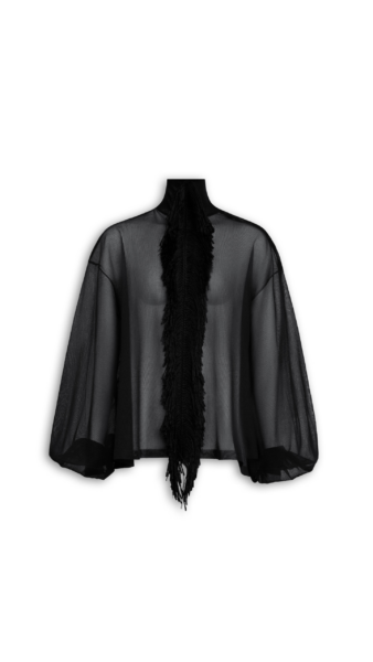 Alaïa Fringed Silk Blouse - ALAÏA Tops - Laser Cut Luxury - Shop at Luxury Shoes 