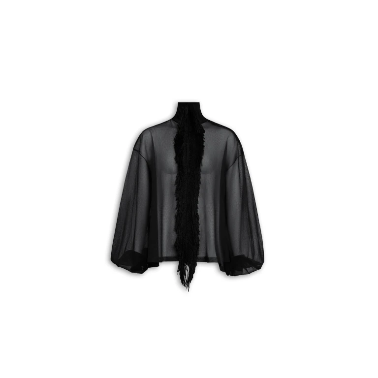 Alaïa Fringed Silk Blouse - ALAÏA Tops - Laser Cut Luxury - Shop at Luxury Shoes 