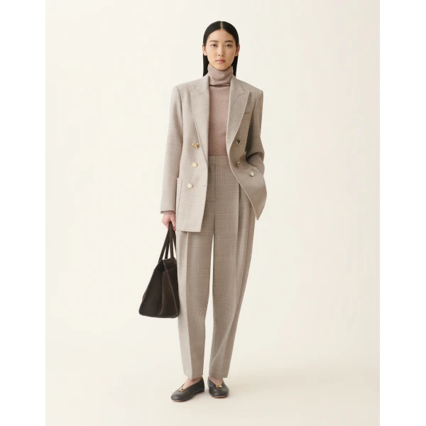 Fabiana Filippi Double Breasted Mouliné Blazer in Mocha, view 2