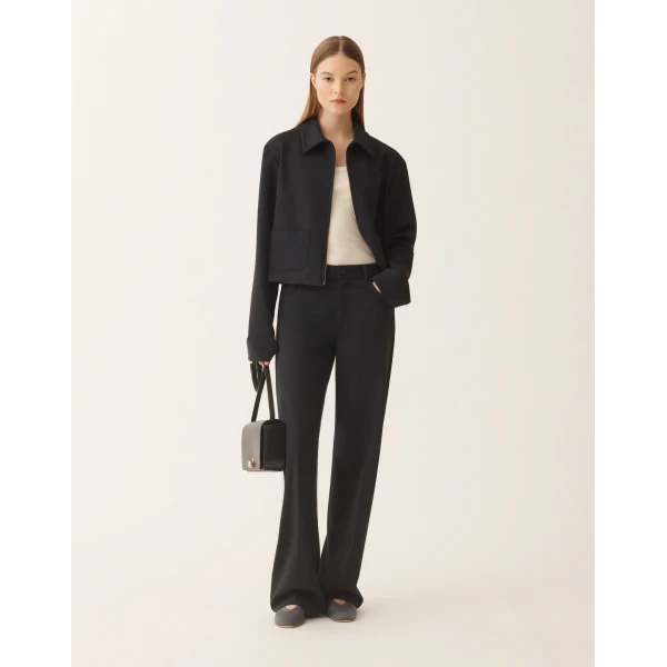 Fabiana Filippi Boxy Jacket in Midnight Blue Milano Stitch Jersey, view 2