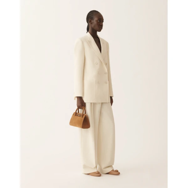 Fabiana Filippi Double-Breasted Jacket in Butter-Colored Fil Coupé Tailoring Drop, view 2