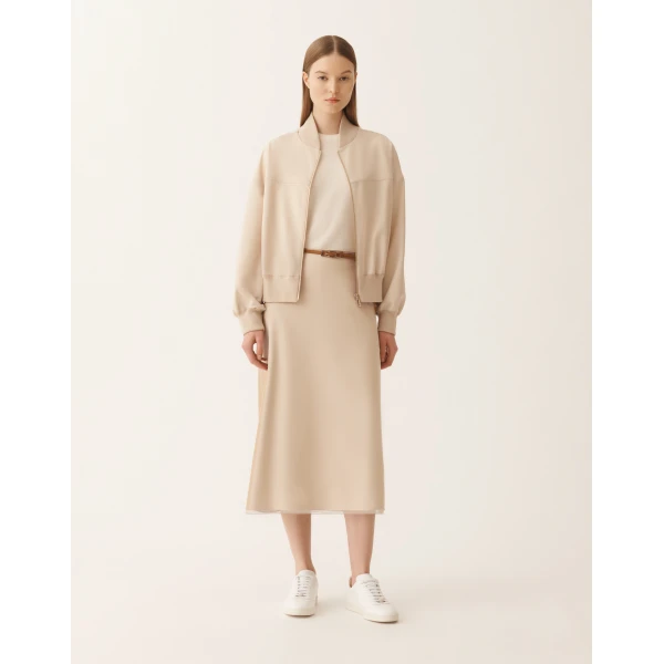 Fabiana Filippi Techno Tailoring Bomber Jacket in Nude, view 2