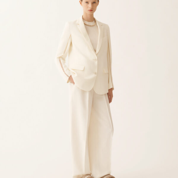 Fabiana Filippi Oversized Jacket in Fluid Linen and Viscose, Butter, view 2