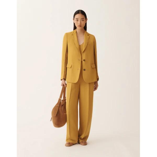Fabiana Filippi Oversized Jacket in Fluid Linen and Viscose, Mustard, view 2