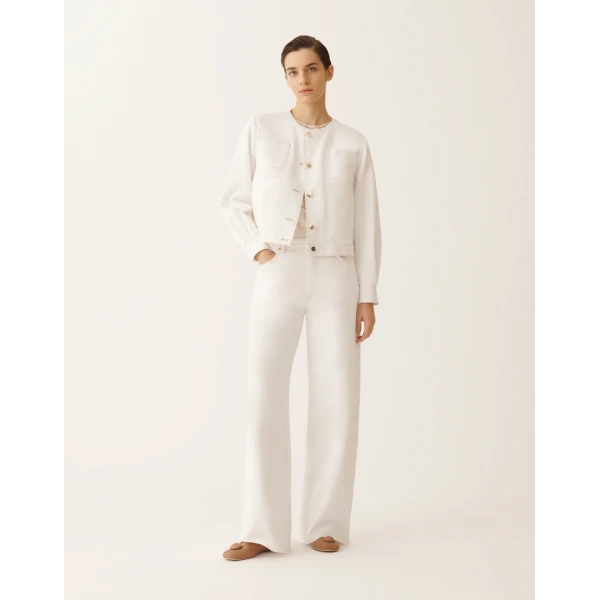Fabiana Filippi Denim Jacket in White, view 2