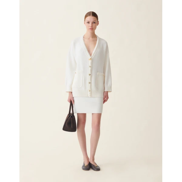 Fabiana Filippi Merino Wool Miniskirt in Raffia Skirt, view 2