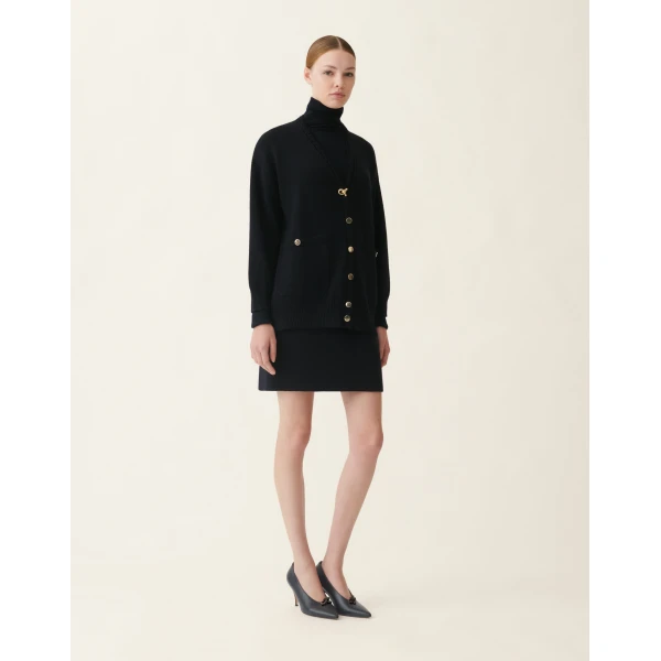 Fabiana Filippi Merino Wool Miniskirt in Midnight Blue Skirt, view 2