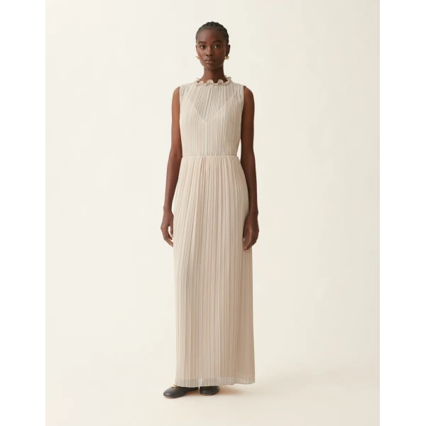 Fabiana Filippi Long Pleated Skirt in Beige, view 2