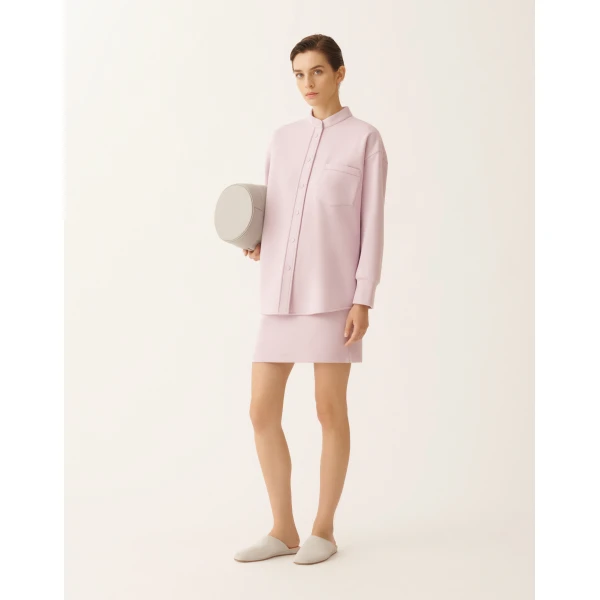 Fabiana Filippi Mini Skirt in Cashmere Scuba, Lilac Pink, view 2
