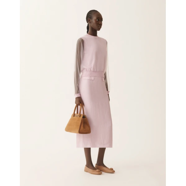 Fabiana Filippi Lillac Pink Pencil Skirt in Fluid Fabric, Lilac Pink, view 2