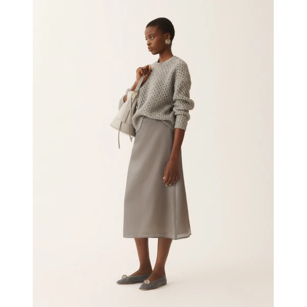 Fabiana Filippi Midi Skirt in Water-Reflective Organza, Shadow, view 2