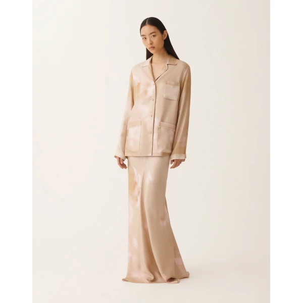 Fabiana Filippi Printed Silk Twill Skirt in Memento Rosae, view 2