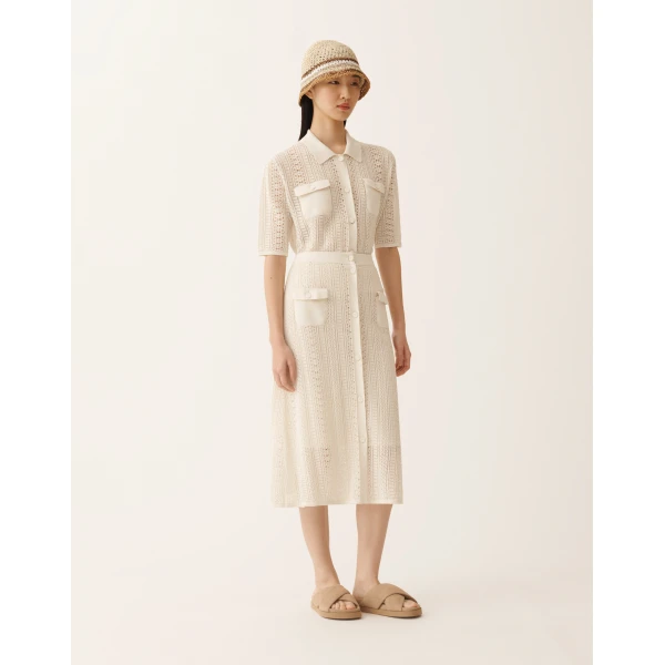 Fabiana Filippi Organic Cotton Skirt with Shimmering Viscose in Butter, view 2