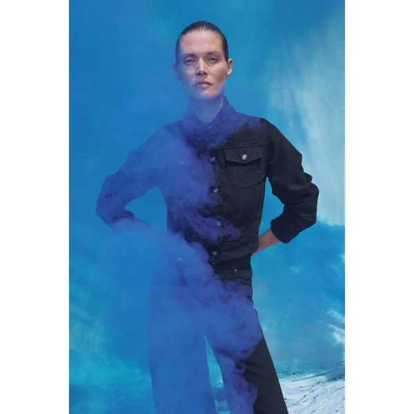 Gabriela Hearst Adira Jacket in Black Recycled Cotton Denim, view 2