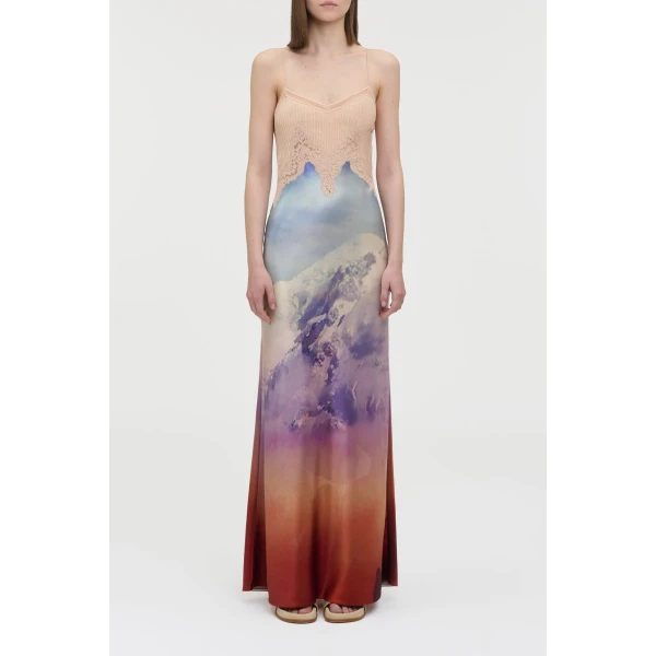 Gabriela Hearst Adolphine Slip Maxi Dress in Mountain Printed Satin Silk Twill, view 3