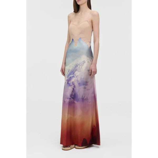 Gabriela Hearst Adolphine Slip Maxi Dress in Mountain Printed Satin Silk Twill, view 4
