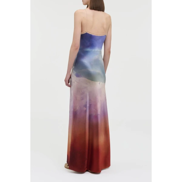 Gabriela Hearst Adolphine Slip Maxi Dress in Mountain Printed Satin Silk Twill, view 5