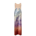 Gabriela Hearst Adolphine Slip Maxi Dress in Mountain Printed Satin Silk Twill