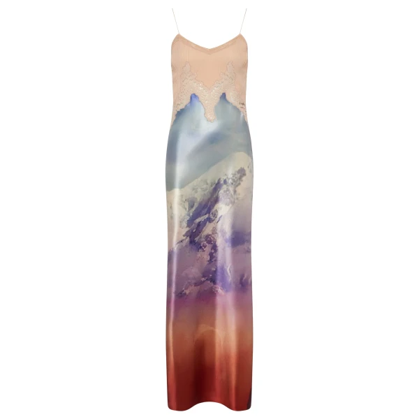 Gabriela Hearst Adolphine Slip Maxi Dress in Mountain Printed Satin Silk Twill