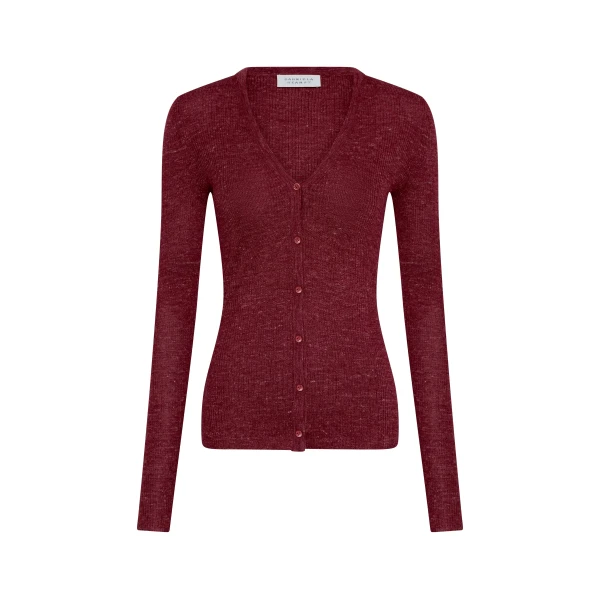 Gabriela Hearst Aiste Knit Cardigan in Bordeaux Cashmere Silk with Hemp, view 6