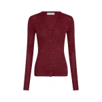 Gabriela Hearst Aiste Knit Cardigan in Bordeaux Cashmere Silk with Hemp