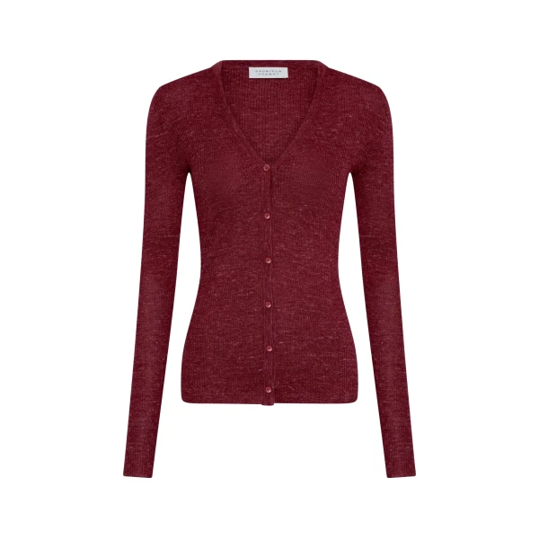 Gabriela Hearst Aiste Knit Cardigan in Bordeaux Cashmere Silk with Hemp
