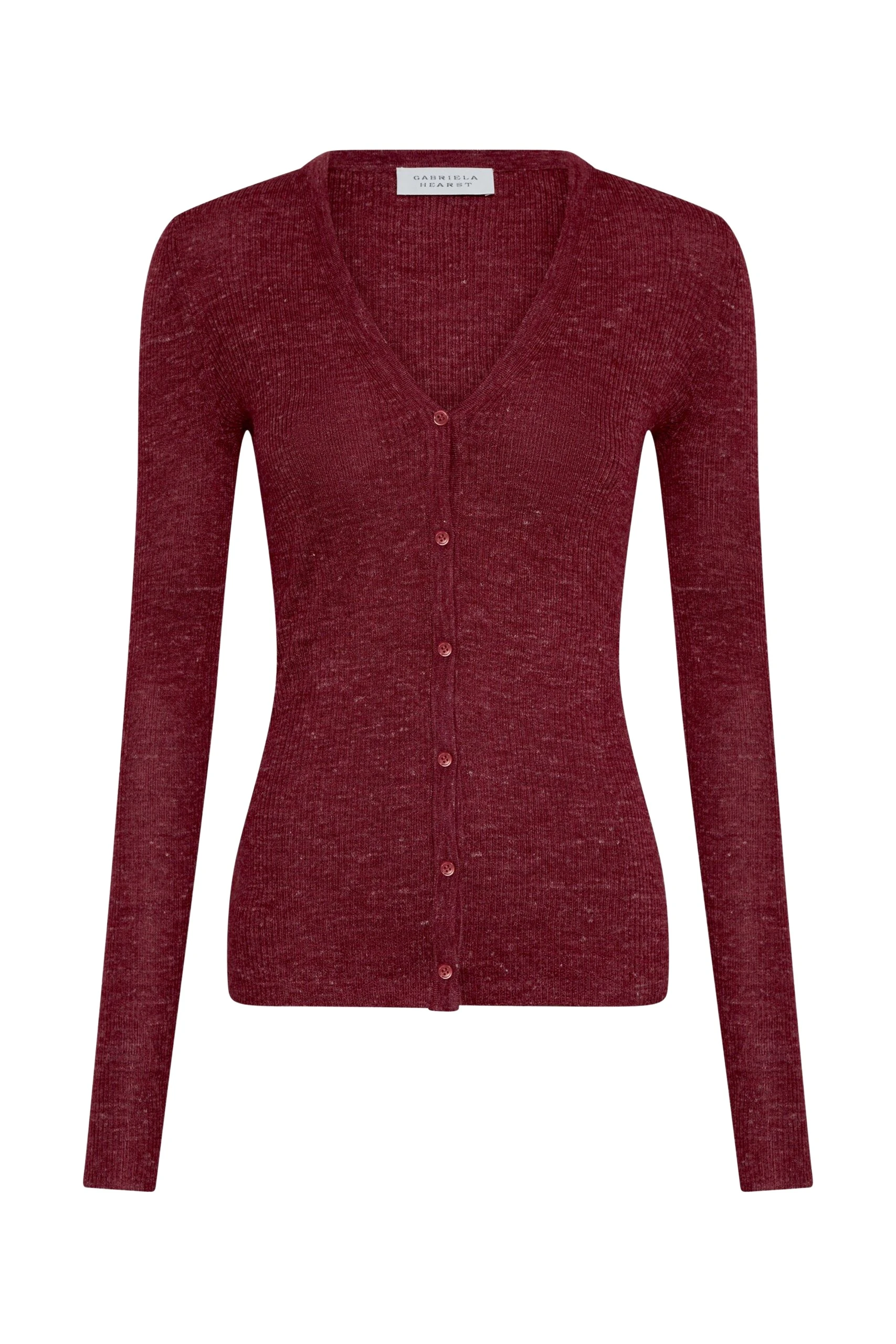 Gabriela Hearst Aiste Knit Cardigan in Bordeaux Cashmere Silk with Hemp