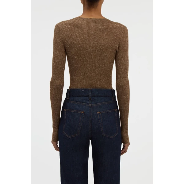 Gabriela Hearst Aiste Knit Cardigan in Chestnut Cashmere Silk with Hemp, view 4