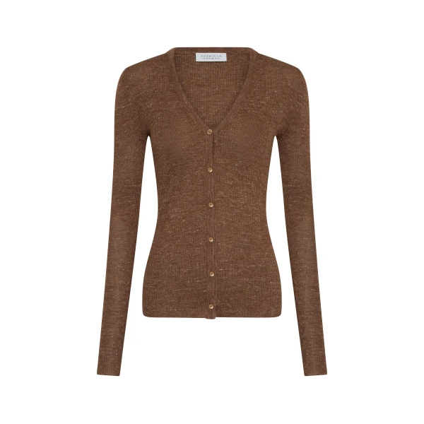Gabriela Hearst Aiste Knit Cardigan in Chestnut Cashmere Silk with Hemp, view 6