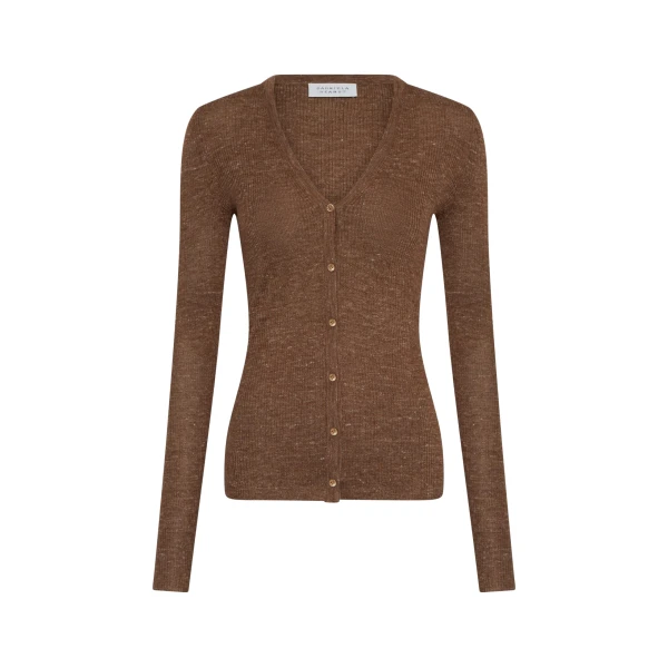 Gabriela Hearst Aiste Knit Cardigan in Chestnut Cashmere Silk with Hemp
