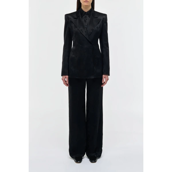 Gabriela Hearst Aleah Blazer in Black Embroidered Silk, view 3