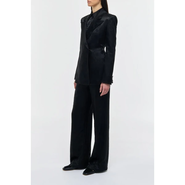 Gabriela Hearst Aleah Blazer in Black Embroidered Silk, view 4