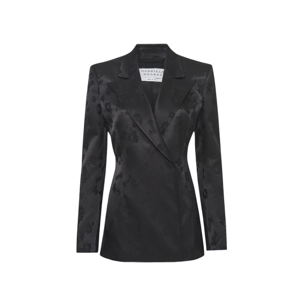 Gabriela Hearst Aleah Blazer in Black Embroidered Silk