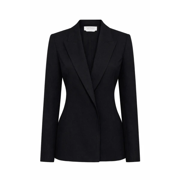 Gabriela Hearst Aleah Blazer in Black Virgin Wool Crepe, view 2