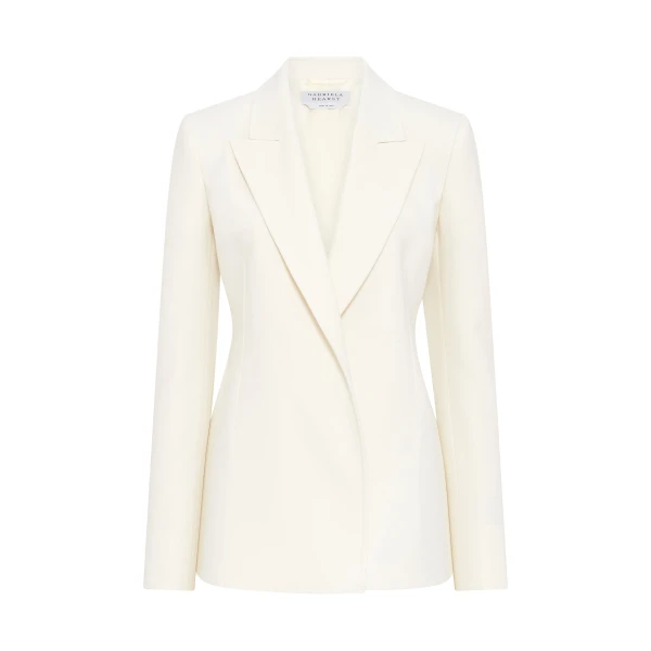 Gabriela Hearst Aleah Blazer in Ivory Virgin Wool Crepe, view 2