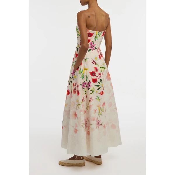 Gabriela Hearst Alessia Strapless Maxi Dress in Uruguayan Flowers Printed Linen, view 5