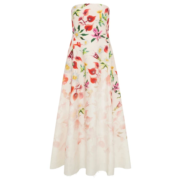 Gabriela Hearst Alessia Strapless Maxi Dress in Uruguayan Flowers Printed Linen