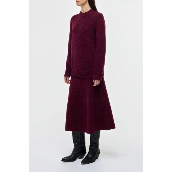 Gabriela Hearst Alfie Knit Sweater in Bordeaux Speckled Aran Cashmere, view 4