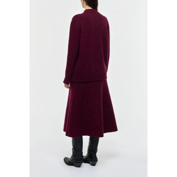 Gabriela Hearst Alfie Knit Sweater in Bordeaux Speckled Aran Cashmere, view 5
