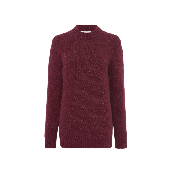 Gabriela Hearst Alfie Knit Sweater in Bordeaux Speckled Aran Cashmere, view 6