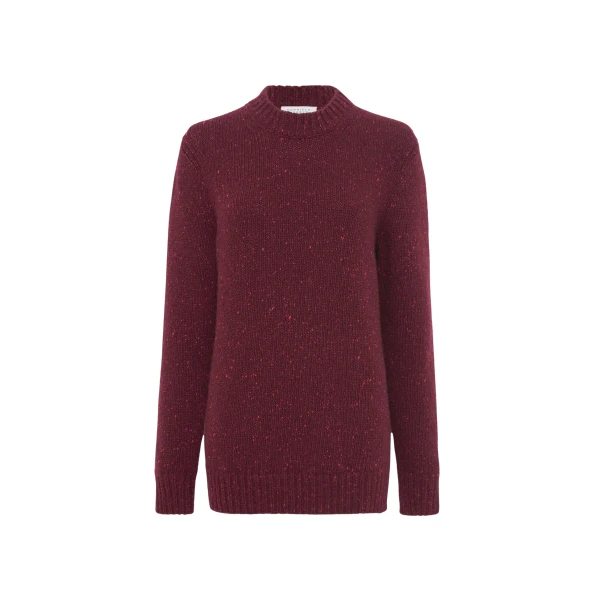 Gabriela Hearst Alfie Knit Sweater in Bordeaux Speckled Aran Cashmere