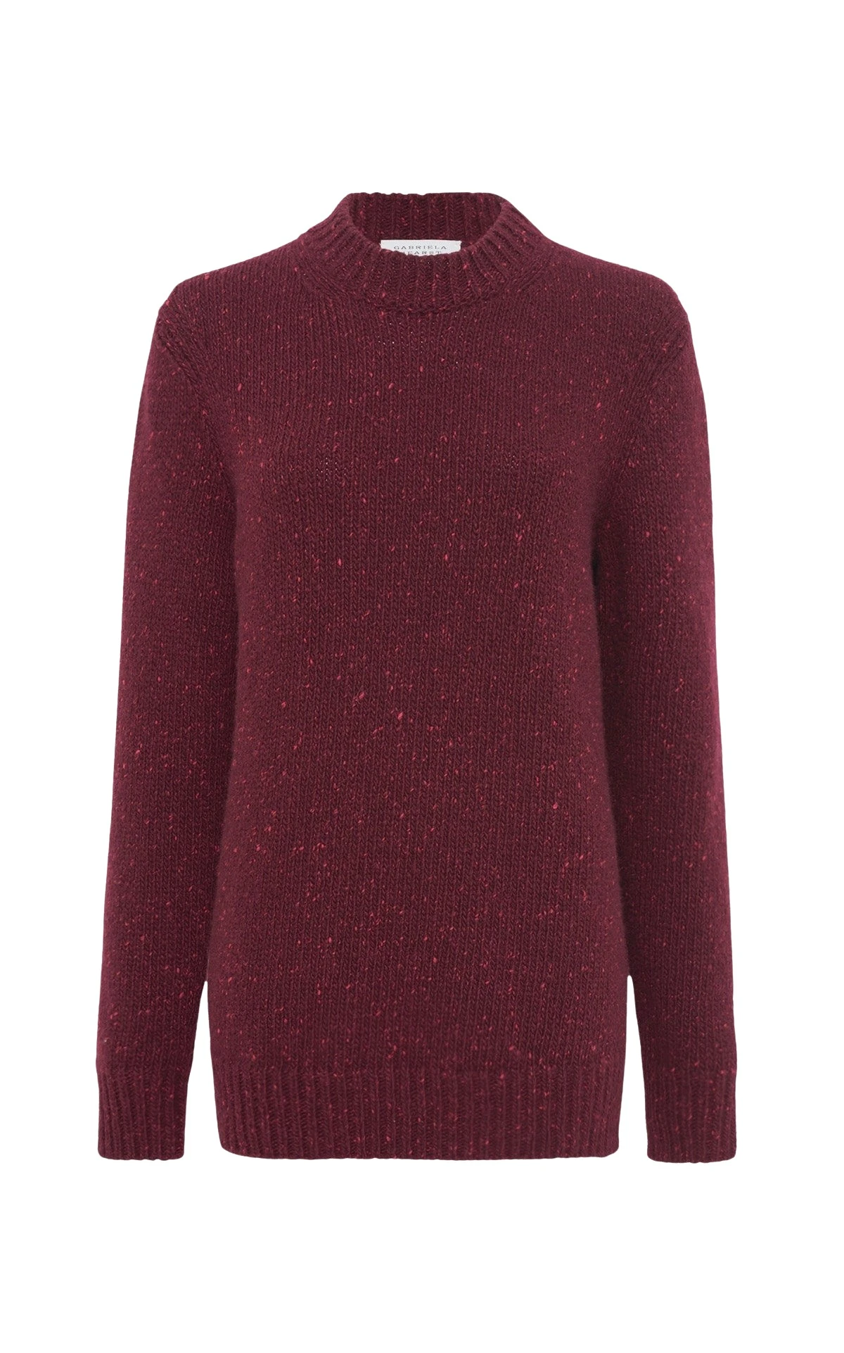 Gabriela Hearst Alfie Knit Sweater in Bordeaux Speckled Aran Cashmere