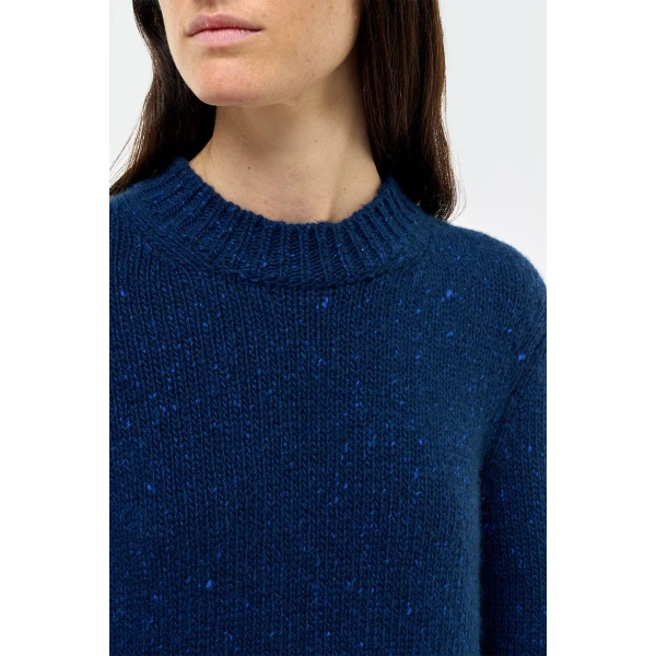 Gabriela Hearst Alfie Knit Sweater in Electric Navy Speckled Aran Cashmere, view 5
