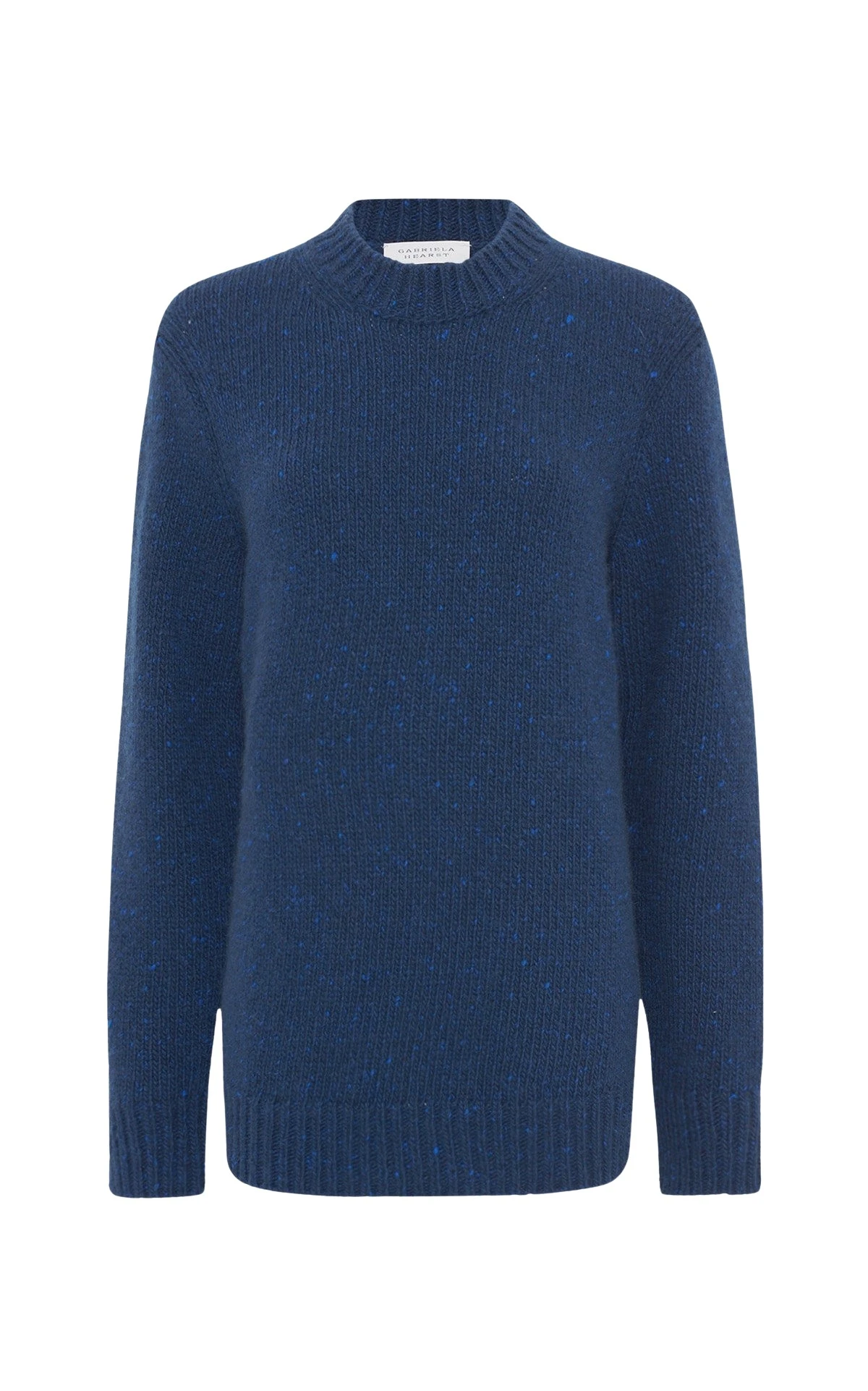 Gabriela Hearst Alfie Knit Sweater in Electric Navy Speckled Aran Cashmere