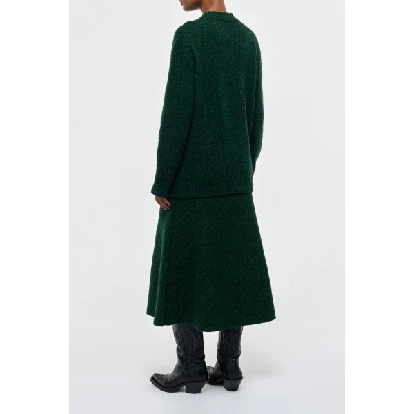 Gabriela Hearst Alfie Knit Sweater in English Green Speckled Aran Cashmere, view 5