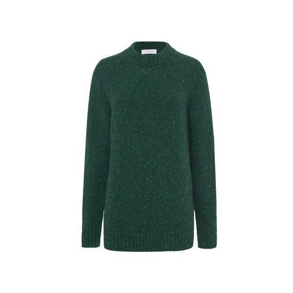 Gabriela Hearst Alfie Knit Sweater in English Green Speckled Aran Cashmere, view 6
