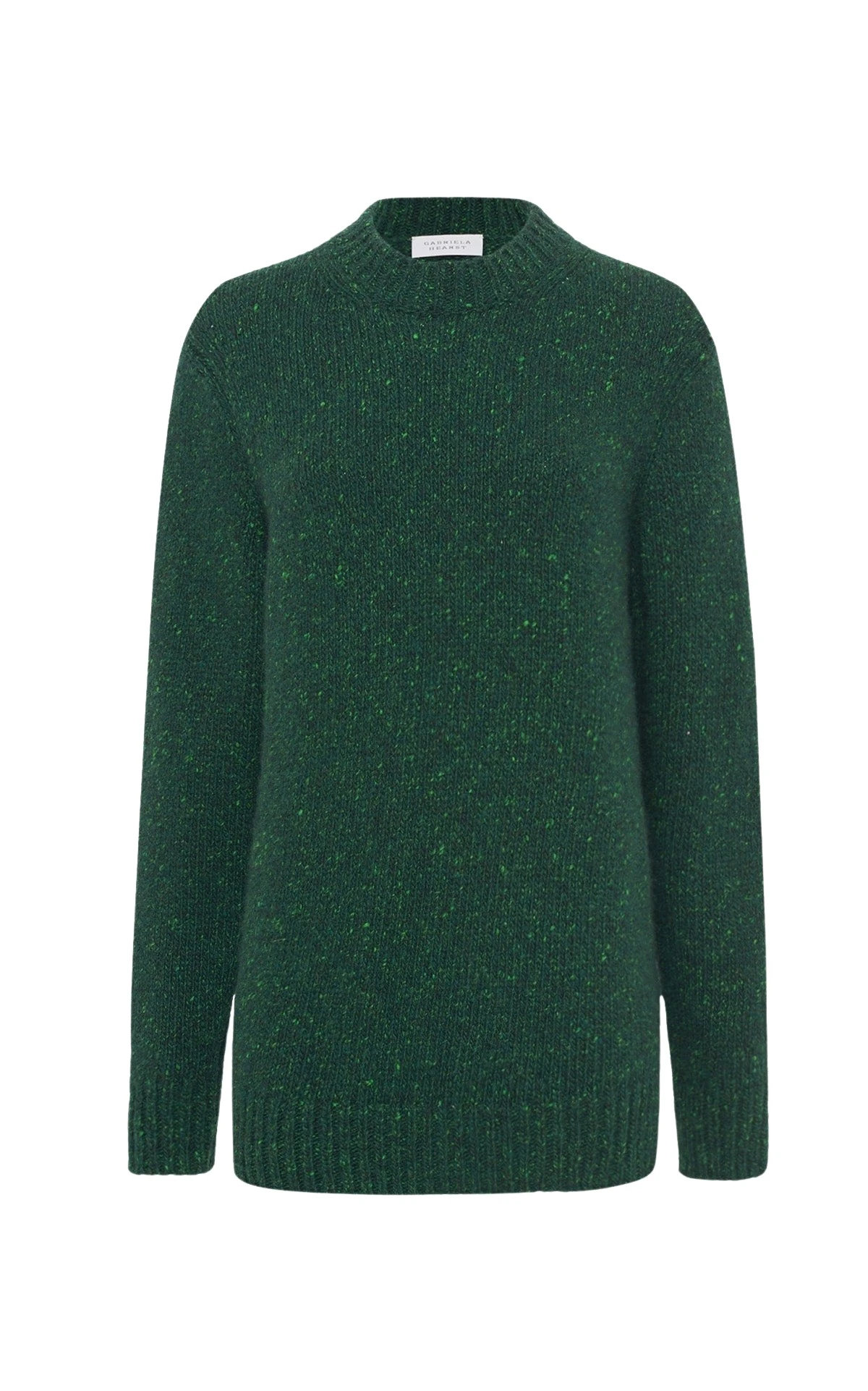 Gabriela Hearst Alfie Knit Sweater in English Green Speckled Aran Cashmere