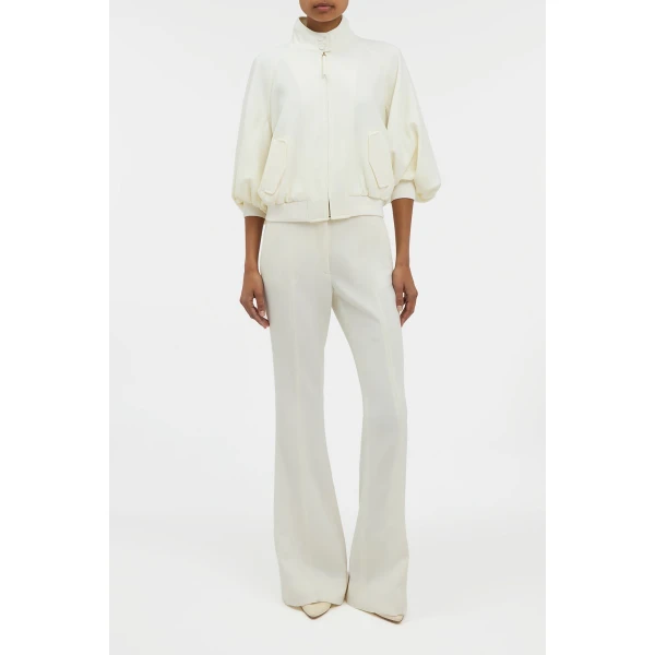 Gabriela Hearst Aluin Jacket in Ivory Virgin Wool Crepe, view 2