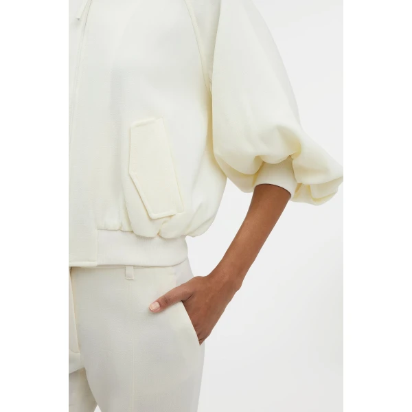 Gabriela Hearst Aluin Jacket in Ivory Virgin Wool Crepe, view 5